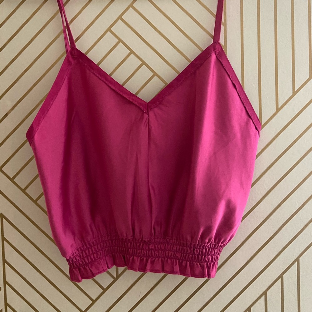 Pink zara semi crop top small